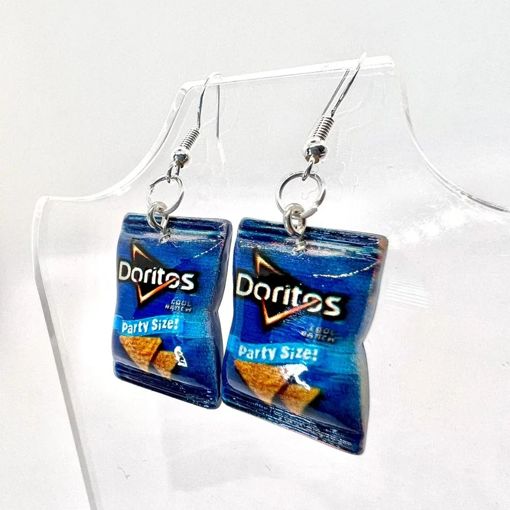 Ranch Doritos Earrings - Potato Chips Earrings - Food Earrings - Teacher Earring - Picture 4 of 8